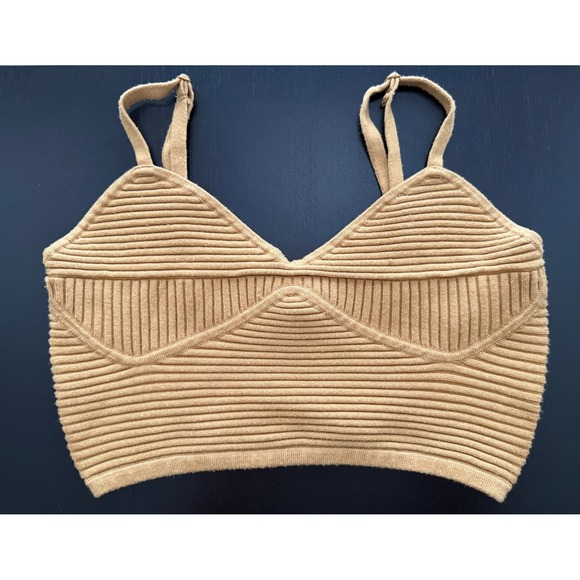 Aerie Top Womens M Take Charge‎ Ribbed Sweater Corset Tank Golden Amber - Picture 6 of 7